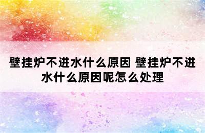 壁挂炉不进水什么原因 壁挂炉不进水什么原因呢怎么处理